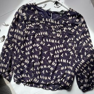 Forever 21 Navy and Cream Blouse Size S